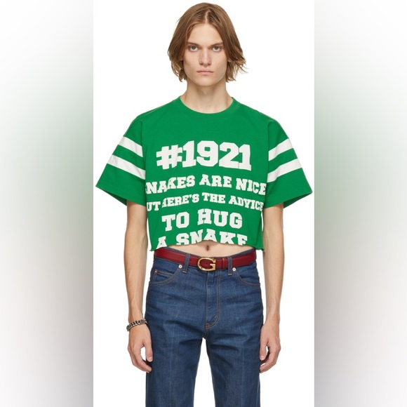NWT Gucci Green 'Gucci 1921 To Hug A Snake' cropped T-Shirt    

Size XS - Picture 1 of 6